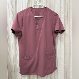 Figs Women's Short Sleeve Scrub Top in Dusty Rose